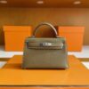 H Factory Bags Mini Kelly Epsom Leather Etoupe Grey Silver Hardware 19cm Full Handmade