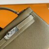 H Factory Bags Mini Kelly Epsom Leather Etoupe Grey Silver Hardware 19cm Full Handmade