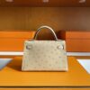 H Factory Bags Mini Kelly Ostrich Leather Tea Khaki Gold Hardware 19cm Full Handmade