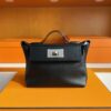 H Factory Bags Mini Kelly 2424 Evercolor Leather Black Silver Hardware 21cm Full Handmade