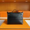 H Factory Bags Mini Kelly 2424 Evercolor Leather Black Silver Hardware 21cm Full Handmade