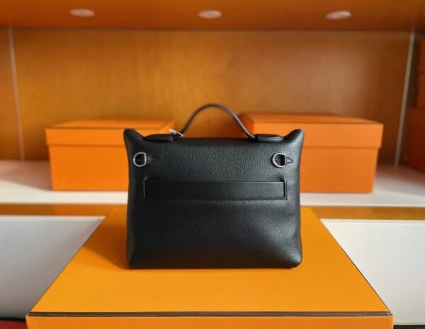 H Factory Bags Mini Kelly 2424 Evercolor Leather Black Silver Hardware 21cm Full Handmade