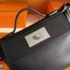 H Factory Bags Mini Kelly 2424 Evercolor Leather Black Silver Hardware 21cm Full Handmade