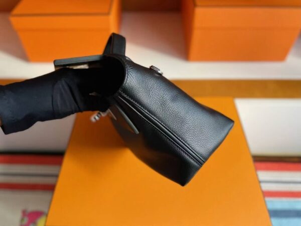 H Factory Bags Mini Kelly 2424 Evercolor Leather Black Silver Hardware 21cm Full Handmade