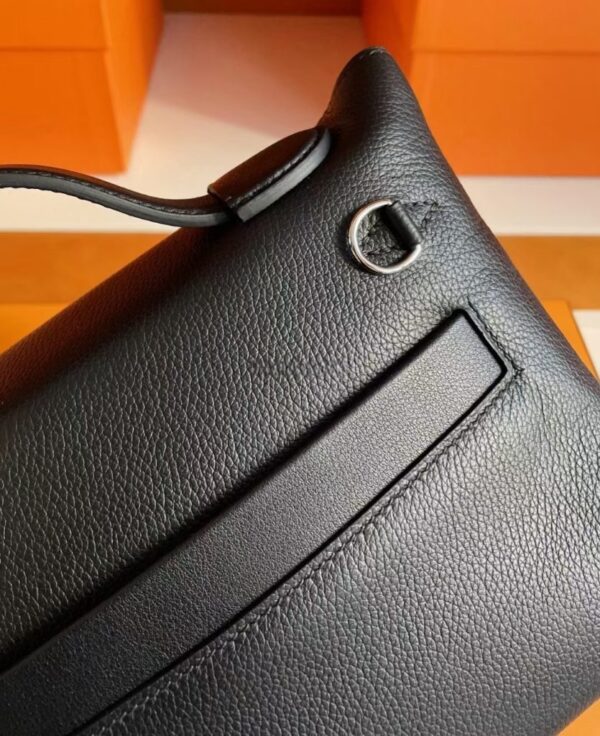 H Factory Bags Mini Kelly 2424 Evercolor Leather Black Silver Hardware 21cm Full Handmade
