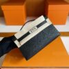H Factory Bags Mini Kelly Pochette Epsom Leather Black Silver Hardware 22cm Full Handmade