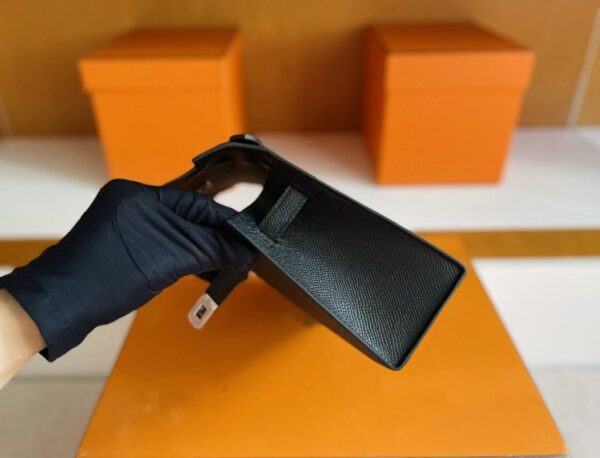 H Factory Bags Mini Kelly Pochette Epsom Leather Black Silver Hardware 22cm Full Handmade