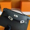 H Factory Bags Mini Kelly Pochette Epsom Leather Black Silver Hardware 22cm Full Handmade