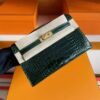 H Factory Bags Mini Kelly Pochette Shiny Alligator Crocodile Deep Green Gold Hardware 22cm Full Handmade