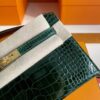 H Factory Bags Mini Kelly Pochette Shiny Alligator Crocodile Deep Green Gold Hardware 22cm Full Handmade