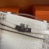 H Factory Bags Mini Kelly Pochette Matte Crocodile Himalaya Silver Hardware 22cm Full Handmade