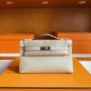 H Factory Bags Mini Kelly Pochette Swift Leather Ice White Silver Hardware 22cm Full Handmade