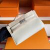 H Factory Bags Mini Kelly Pochette Swift Leather Ice White Silver Hardware 22cm Full Handmade