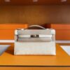 H Factory Bags Mini Kelly Pochette Ostrich Leather White Wool Gold Hardware 22cm Full Handmade