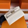 H Factory Bags Mini Kelly Pochette Ostrich Leather White Wool Gold Hardware 22cm Full Handmade
