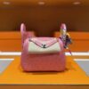 H Factory Bags Mini Lindy Ostrich Leather L3 Bubble Pink Silver Hardware 19cm Full Handmade