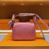 H Factory Bags Mini Lindy Ostrich Leather L3 Bubble Pink Silver Hardware 19cm Full Handmade