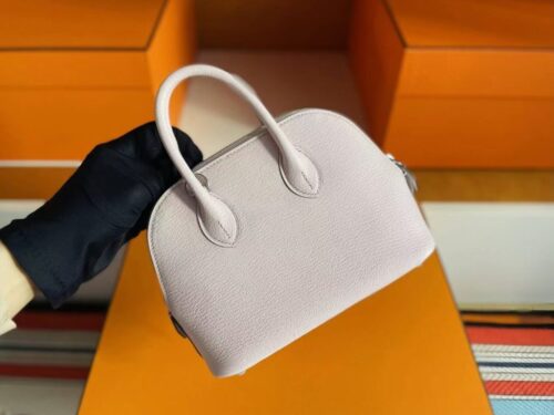 H Factory Bags Mini Bolide Chever Leather M7 Sweet Pink Silver Hardware 18cm Full Handmade