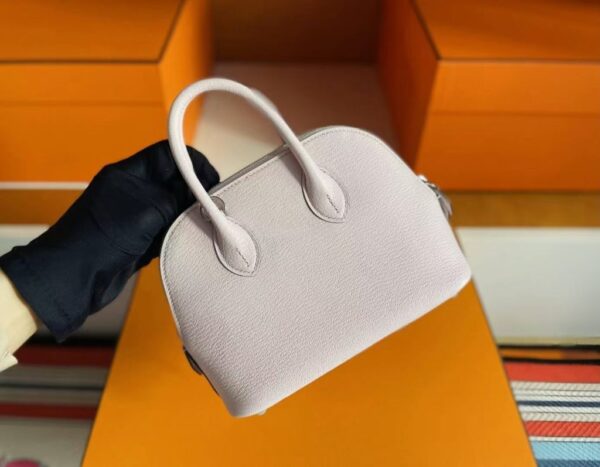 H Factory Bags Mini Bolide Chever Leather M7 Sweet Pink Silver Hardware 18cm Full Handmade