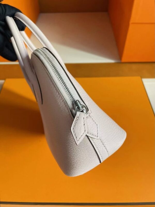 H Factory Bags Mini Bolide Chever Leather M7 Sweet Pink Silver Hardware 18cm Full Handmade