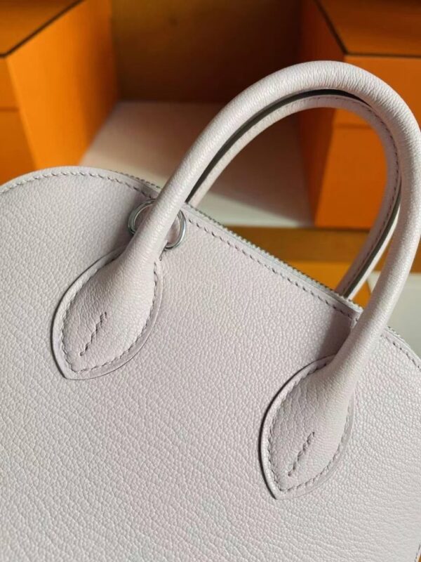 H Factory Bags Mini Bolide Chever Leather M7 Sweet Pink Silver Hardware 18cm Full Handmade