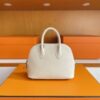 H Factory Bags Mini Bolide Chever Leather Cream White Silver Hardware 18cm Full Handmade