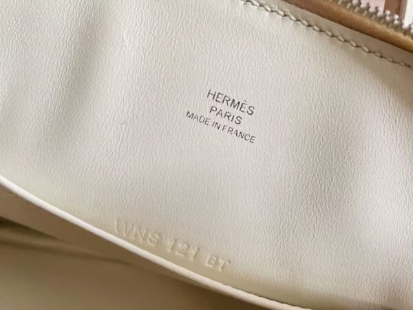 H Factory Bags Mini Bolide Chever Leather Cream White Silver Hardware 18cm Full Handmade