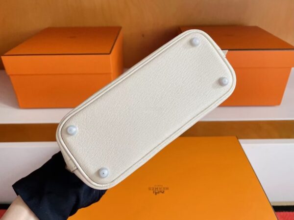 H Factory Bags Mini Bolide Chever Leather Cream White Silver Hardware 18cm Full Handmade