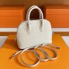 H Factory Bags Mini Bolide Chever Leather Cream White Silver Hardware 18cm Full Handmade