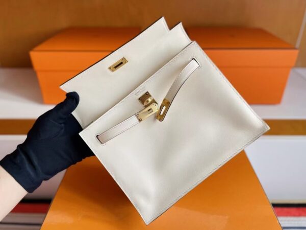 H Factory Bags Kelly Danse Swift Leather i2 Cream White Gold Hardware 22cm Full Handmade