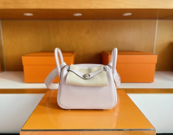 H Factory Bags Mini Lindy TC Leather 09 Light Purple Pink Silver Hardware 19cm Full Handmade