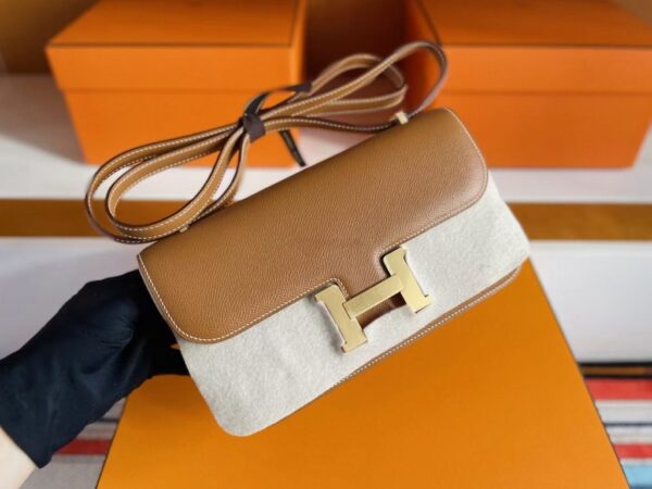 H Factory Bags Constance Epsom Leather Golden Brown Gold Hardware 23cm Full Handmade