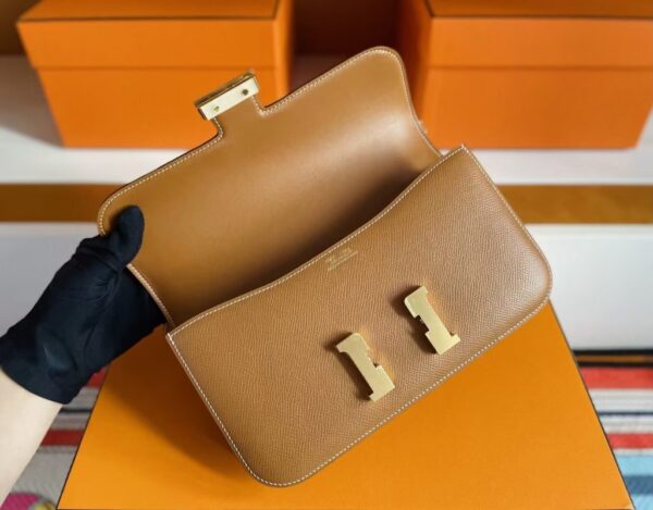 H Factory Bags Constance Epsom Leather Golden Brown Gold Hardware 23cm Full Handmade