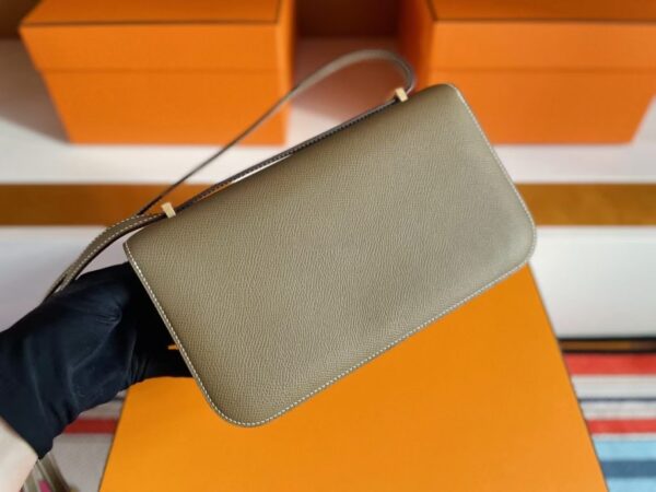H Factory Bags Constance Epsom Leather Etoupe Grey Gold Hardware 23cm Full Handmade