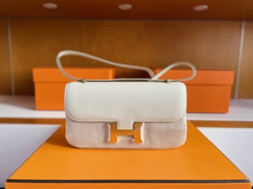 H Factory Bags Constance Epsom Leather Cream White Gold Hardware 23cm Full Handmade