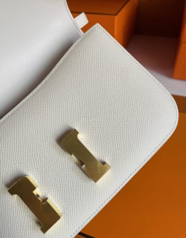 H Factory Bags Constance Epsom Leather Cream White Gold Hardware 23cm Full Handmade
