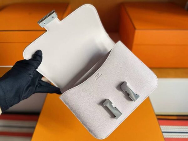 H Factory Bags Constance Epsom Leather Cream Pink Gold Hardware 18cm Full Handmade