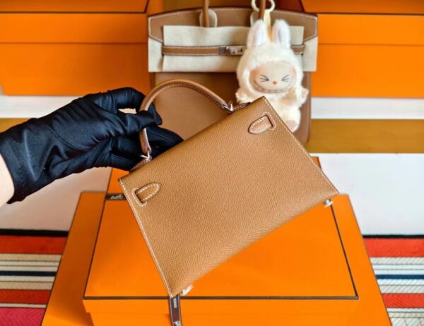 mmexport1753928858863-1024x789-1 H Factory Bags Mini Kelly Epsom Leather Golden Brown Silver Hardware 19cm Full Handmade