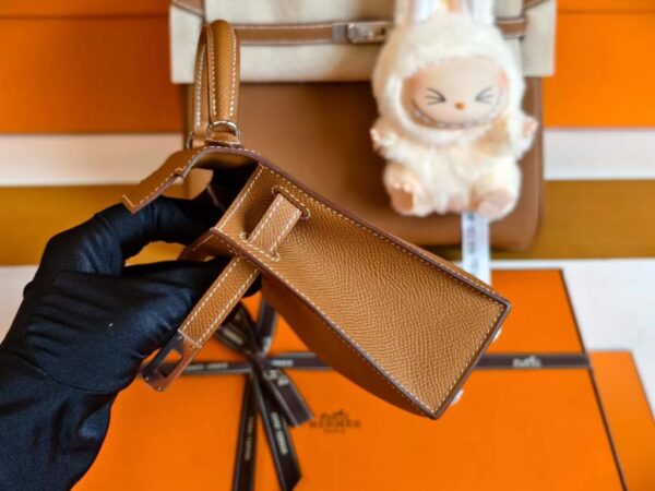 mmexport1753928863488-1024x768-1 H Factory Bags Mini Kelly Epsom Leather Golden Brown Silver Hardware 19cm Full Handmade