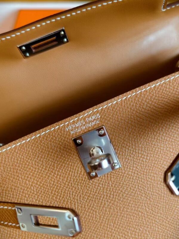 mmexport1753928868316-768x1024-1 H Factory Bags Mini Kelly Epsom Leather Golden Brown Silver Hardware 19cm Full Handmade