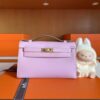 H Factory Bags Mini Kelly Pochette Epsom Purple Pink Silver Hardware 22cm Full Handmade