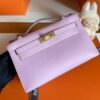 H Factory Bags Mini Kelly Pochette Epsom Purple Pink Silver Hardware 22cm Full Handmade
