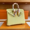 H Factory Bags Birkin Togo Leather 1Z Light Yellow Silver Hardware 25cm Full Handmade