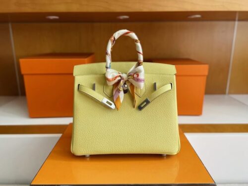 mmexport1754474517012-1024x787-1 H Factory Bags Birkin Togo Leather 1Z Light Yellow Silver Hardware 25cm Full Handmade