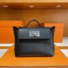 H Factory Bags Mini Kelly 2424 Evercolor Leather Black Silver Hardware 21cm Full Handmade