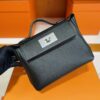 H Factory Bags Mini Kelly 2424 Evercolor Leather Black Silver Hardware 21cm Full Handmade