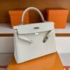 H Factory Bags Kelly Togo Leather Cream White Silver Hardware 32cm Full Handmade