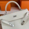 H Factory Bags Kelly Togo Leather Cream White Silver Hardware 32cm Full Handmade