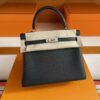 H Factory Bags Kelly Touch Togo & Lizard Leather CK89 Black Silver Hardware 25cm Full Handmade