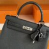 H Factory Bags Kelly Touch Togo & Lizard Leather CK89 Black Silver Hardware 25cm Full Handmade